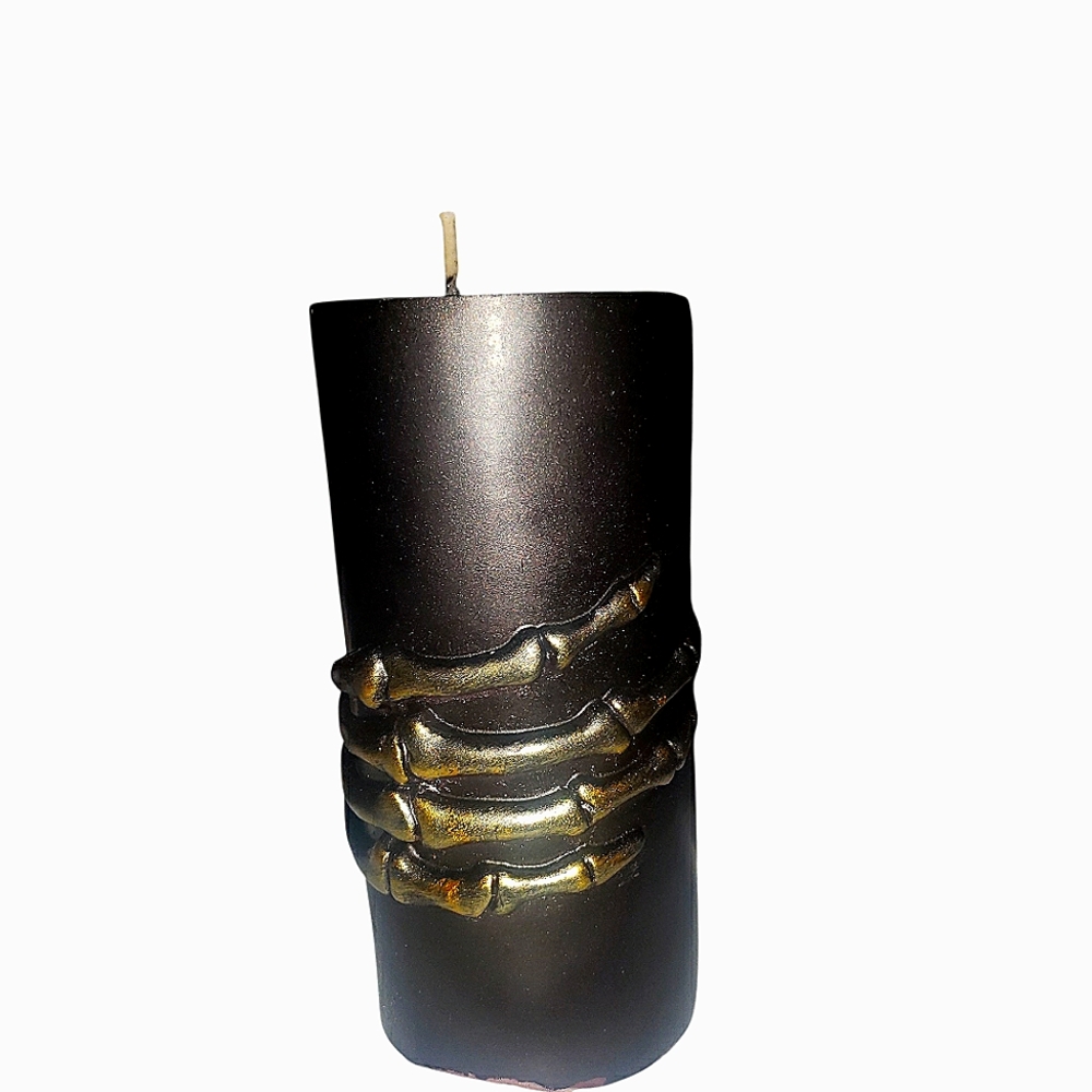 Black & Gold Skeleton Hand Bleeding Pillar Candle